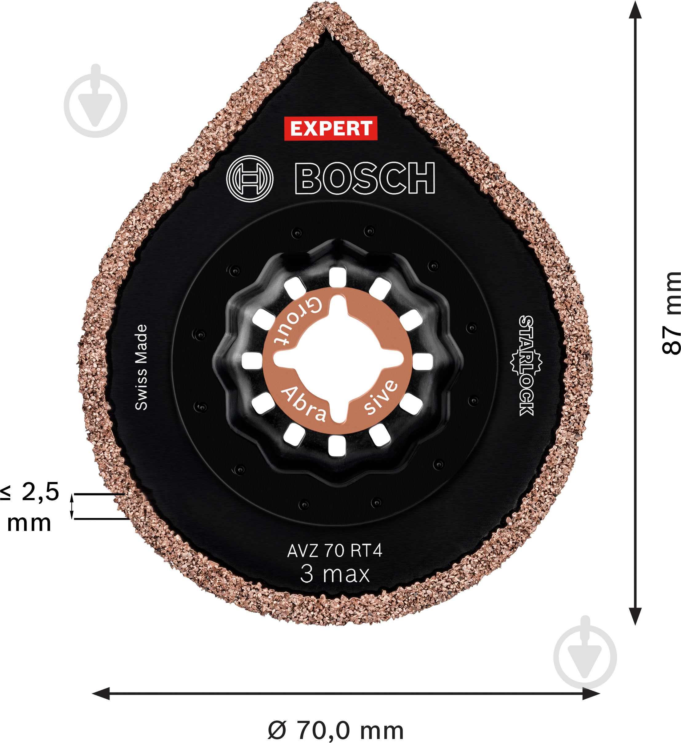 Насадка Bosch Expert 3 max AVZ70RT4 70 мм 2608900041 - фото 2