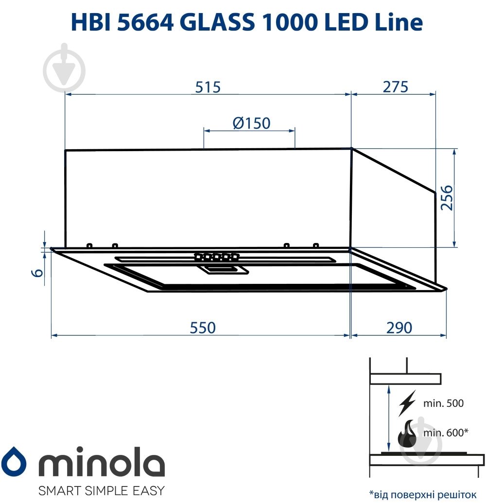 Витяжка Minola HBI 5664 BL GLASS 1000 LED Line - фото 9