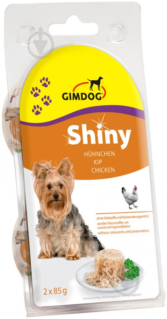 Корм для всех пород Gimpet ShinyDog с курицей 2х85 г 175 г - фото 1