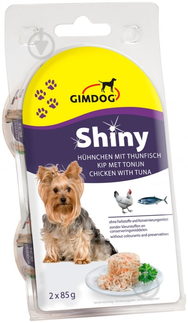 Корм для всех пород Gimpet ShinyDog тунец с курицей 2х85 г 175 г - фото 1
