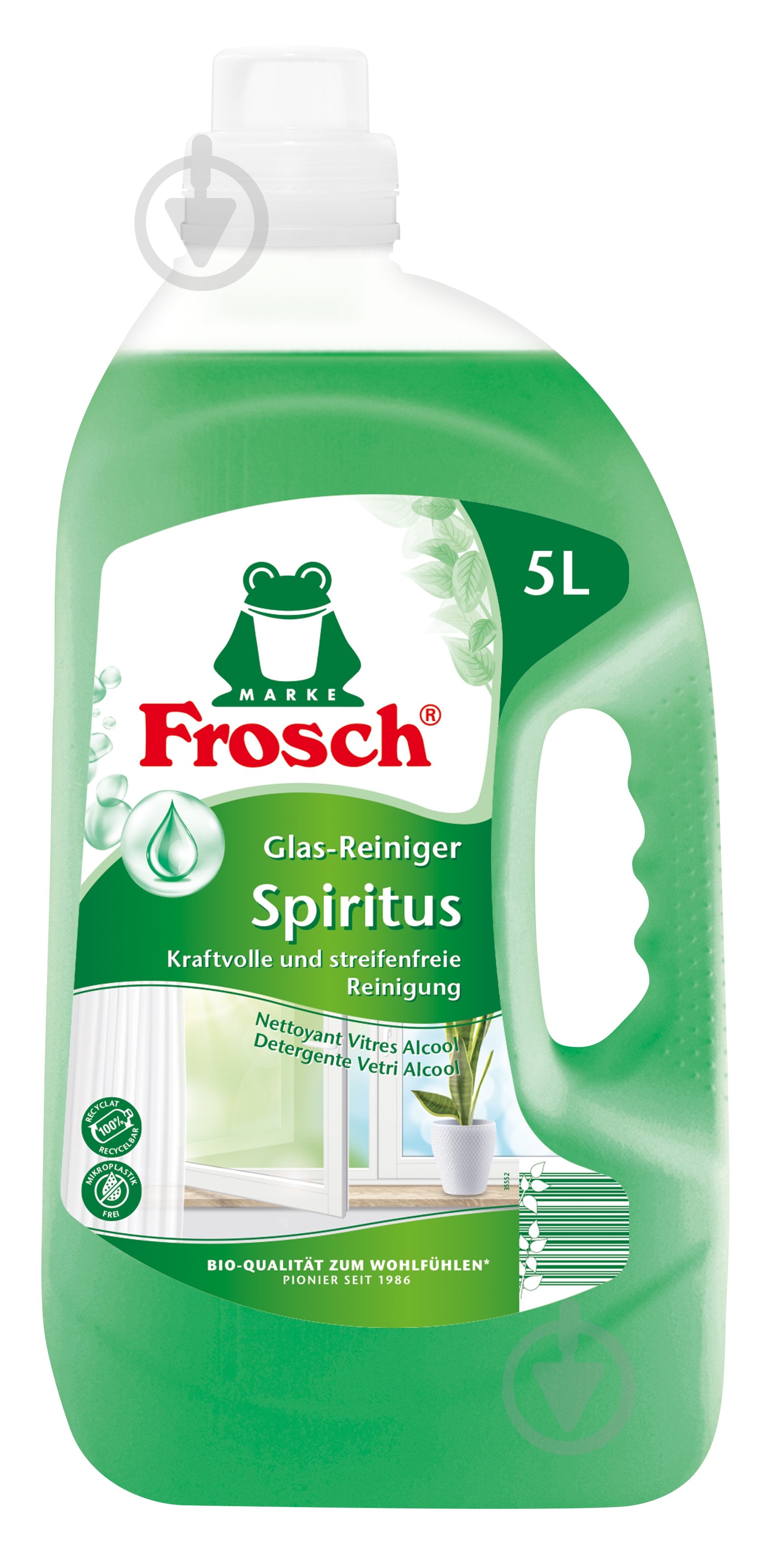 Засіб миючий для скла та дзеркал Frosch Спиртовий 5 л - фото 1