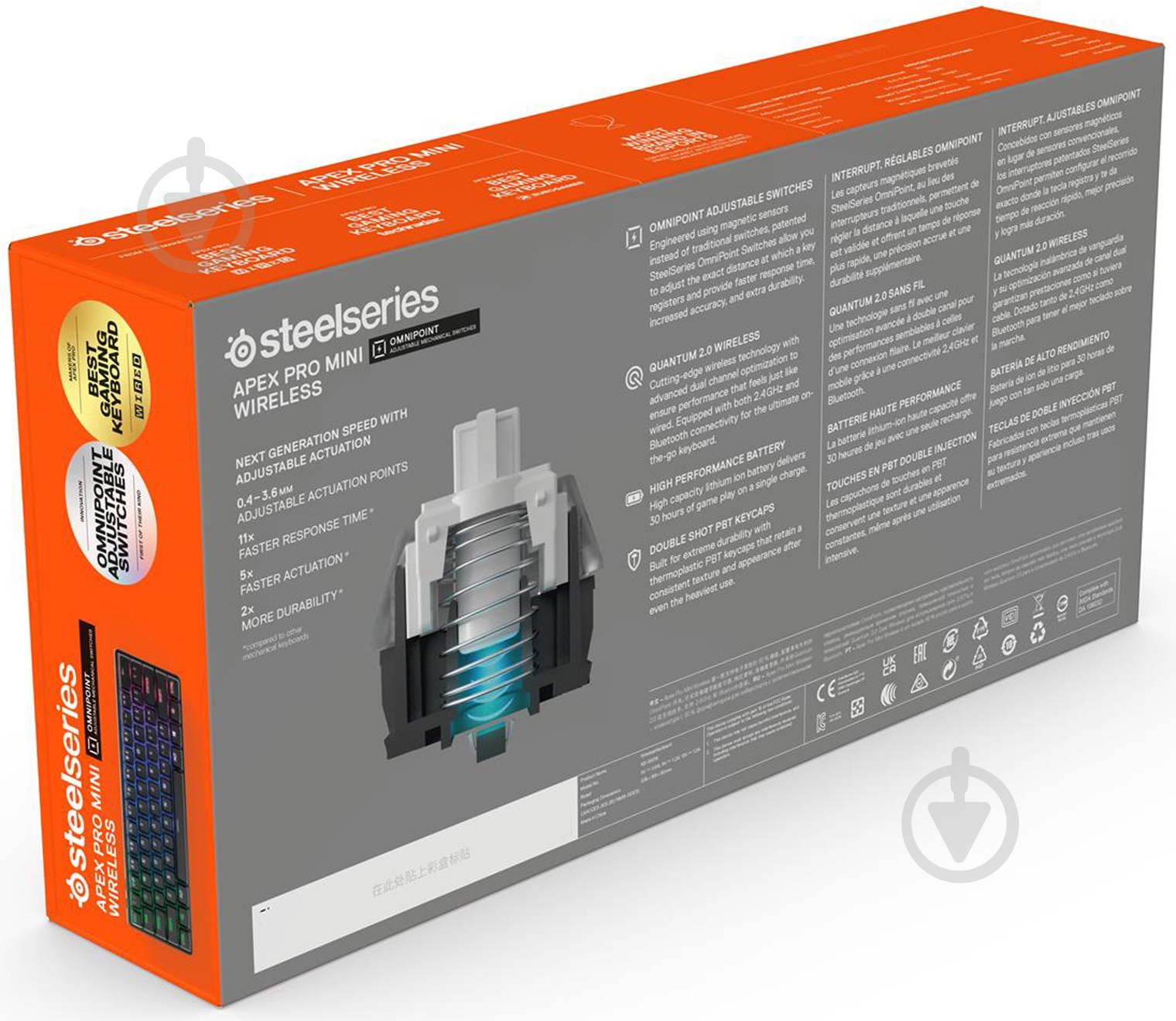 Клавиатура SteelSeries APEX PRO mini wireless (SS64842) black - фото 6 Клавиатура SteelSeries APEX PRO mini wireless (SS64842) black - фото 6