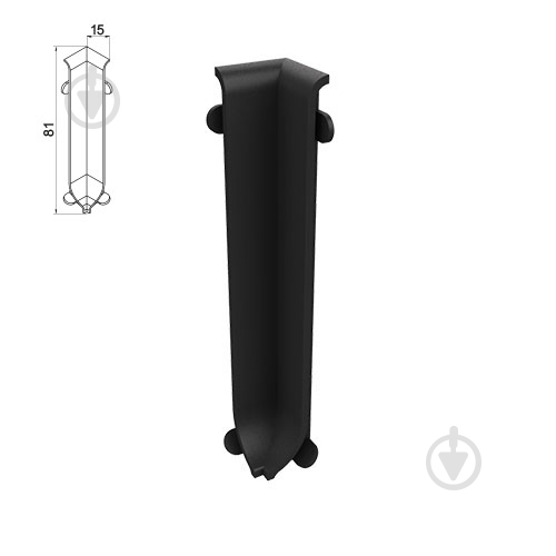 Кут внутренний АЛЮПРО ПАС-3818 черный мат 80 мм - фото 1