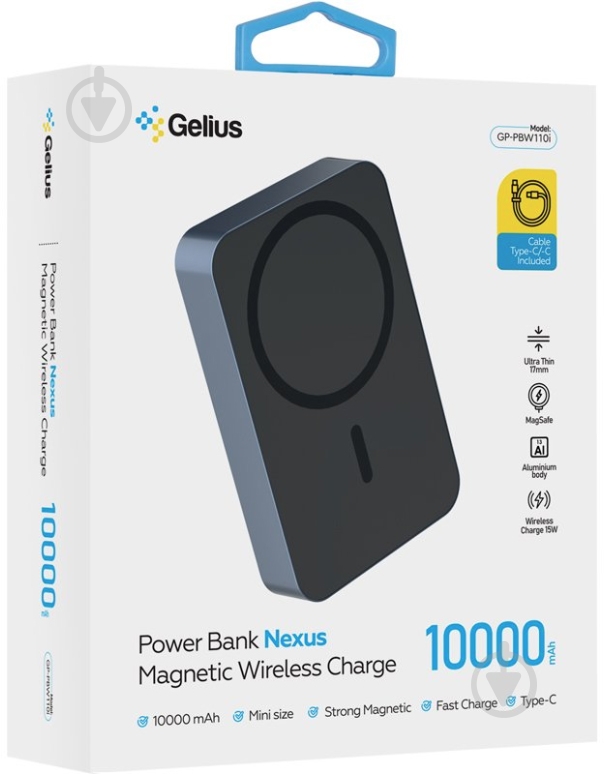 Повербанк Gelius Nexus Magnetic Wireless Charge 15W GP-PBW110i 10000 mAh blue (00000098434) - фото 8