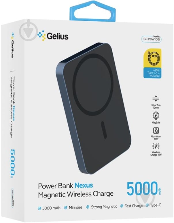 Повербанк Gelius Nexus Magnetic Wireless Charge 15W GP-PBW110i 5000 mAh blue (00000098435) - фото 9
