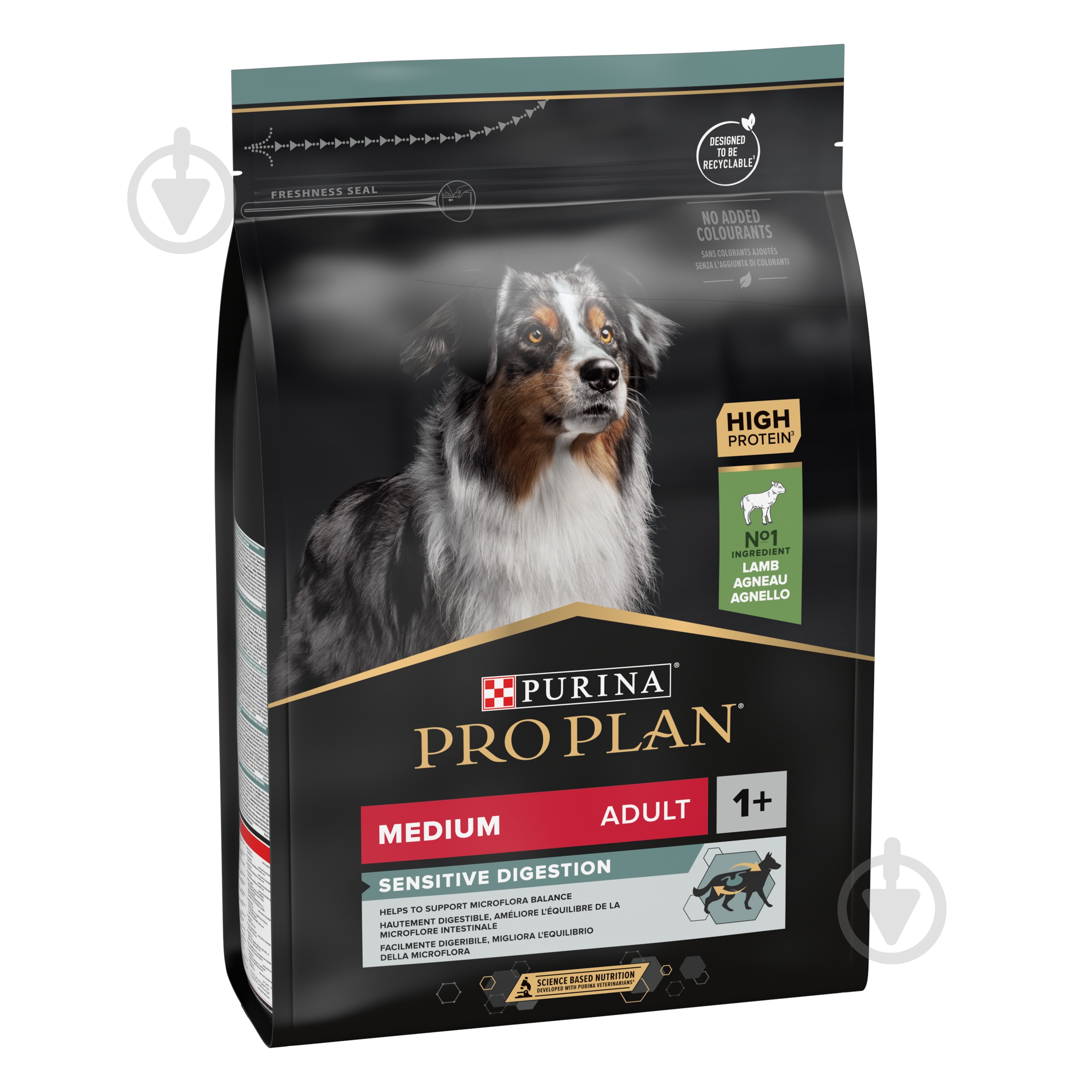 Корм сухий ProPlan by Purina Medium Adult 1+ Sensitive Digestion для дорослих собак з чутливим травленням з ягням 3 к - фото 2