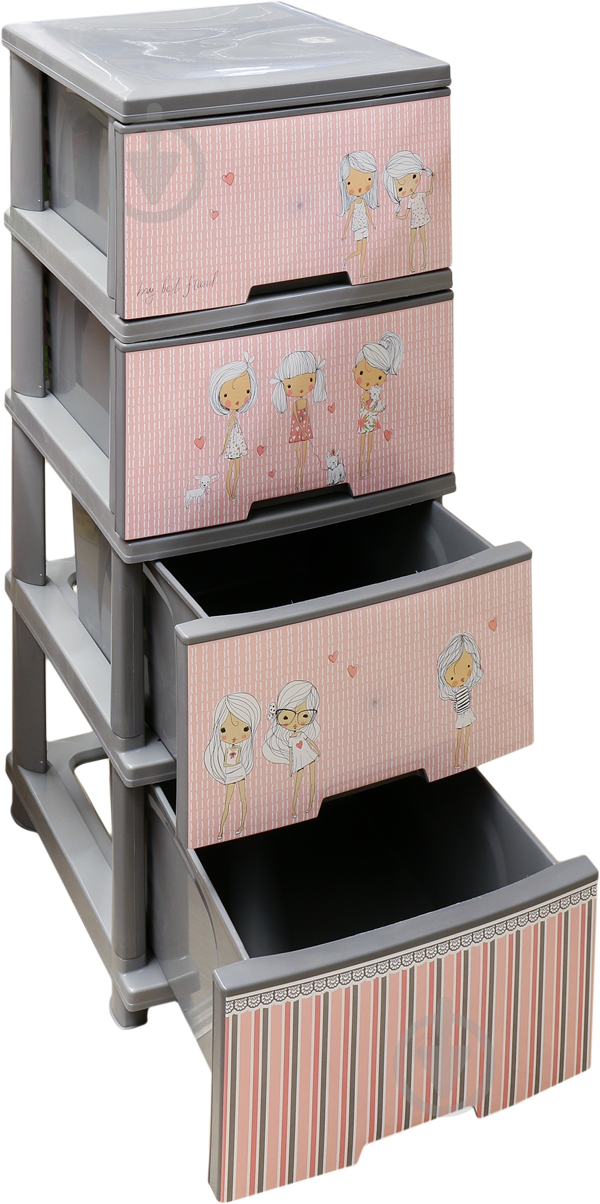 Комод пластиковая Алеана на 4 ящика Девочки 955x390x455 мм - фото 3