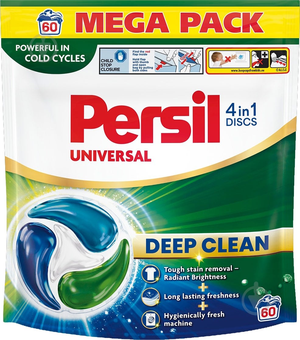 Капсулы для машинной стирки Persil 4in1 Discs Universal Deep Clean 60 шт. - фото 1