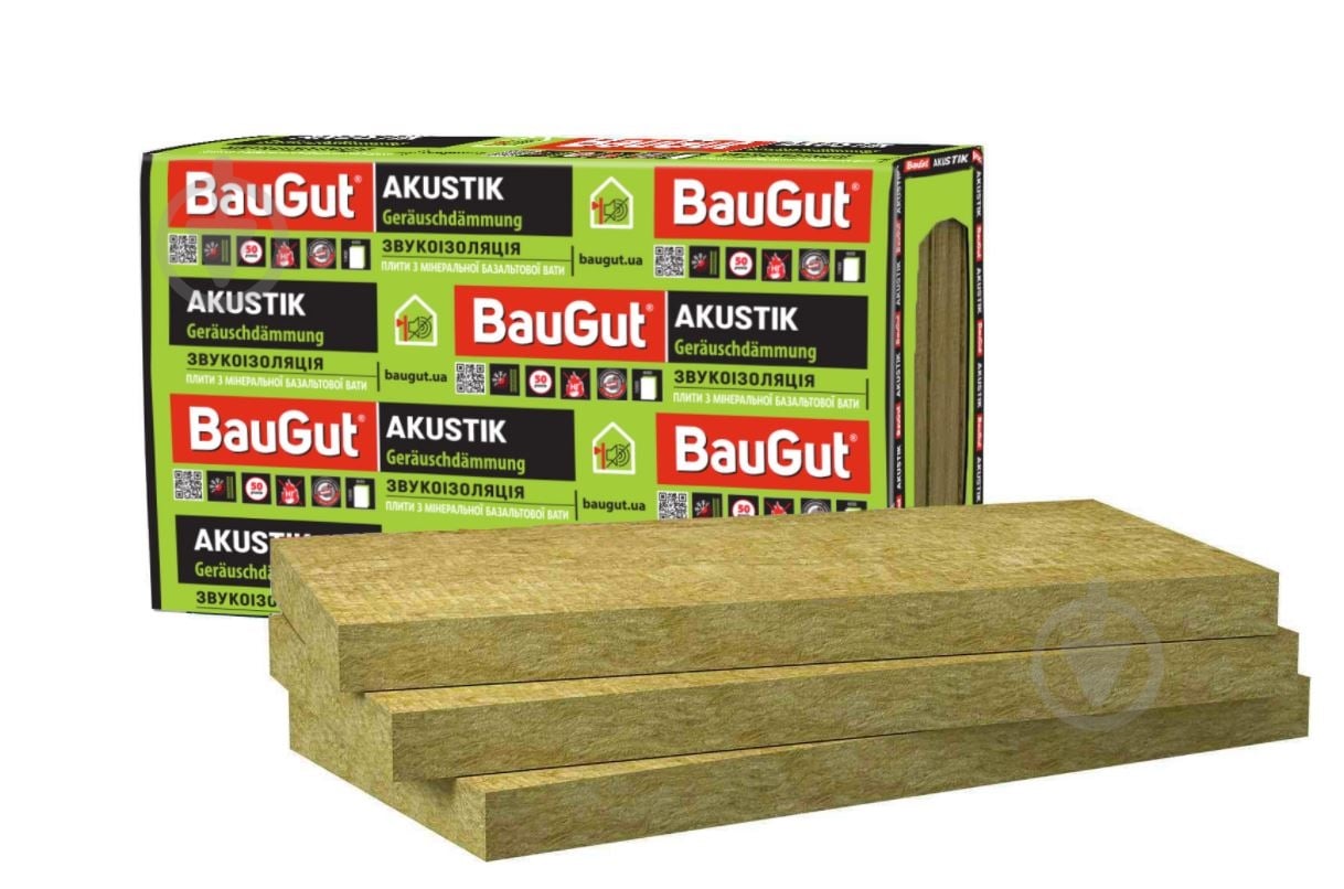 Базальтова вата BauGut AKUSTIK THERMOWOOL BLOCK STANDARD 45 50 мм 5,76 кв.м - фото 1