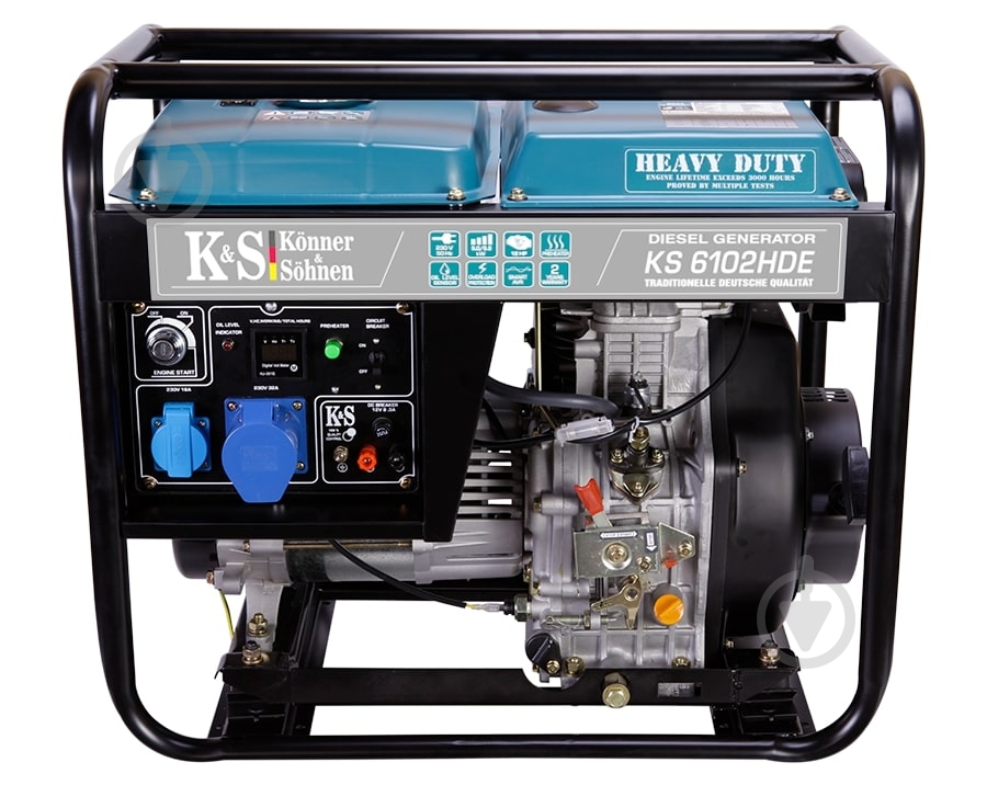 Генератор дизельний Konner&Sohnen 5 кВт / 5,5 кВт 230 В KS 6102HDE - фото 1