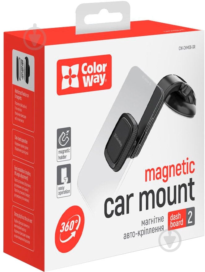 Автотримач для телефону магнітний ColorWay Dashboard-2 CW-CHM08-GR (4823108606921) сірий - фото 7