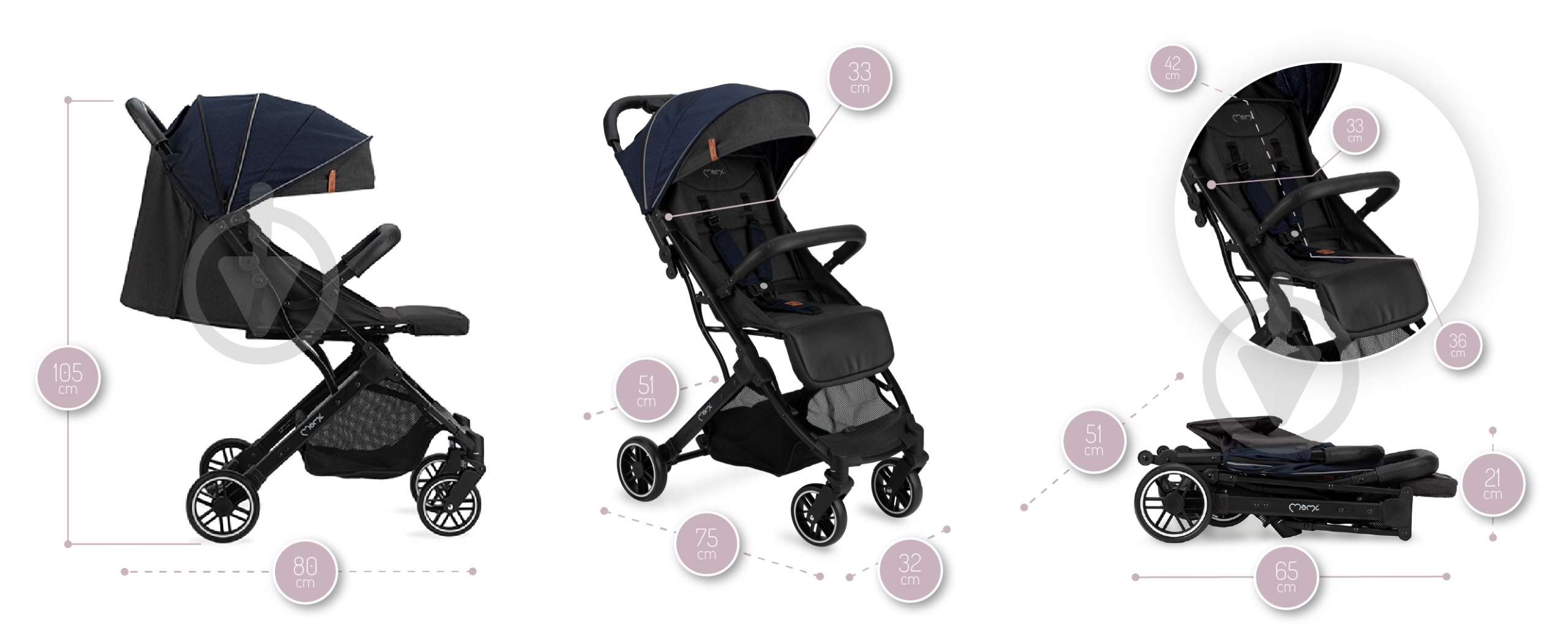 Коляска прогулочная MoMi Estelle navy blue - фото 6