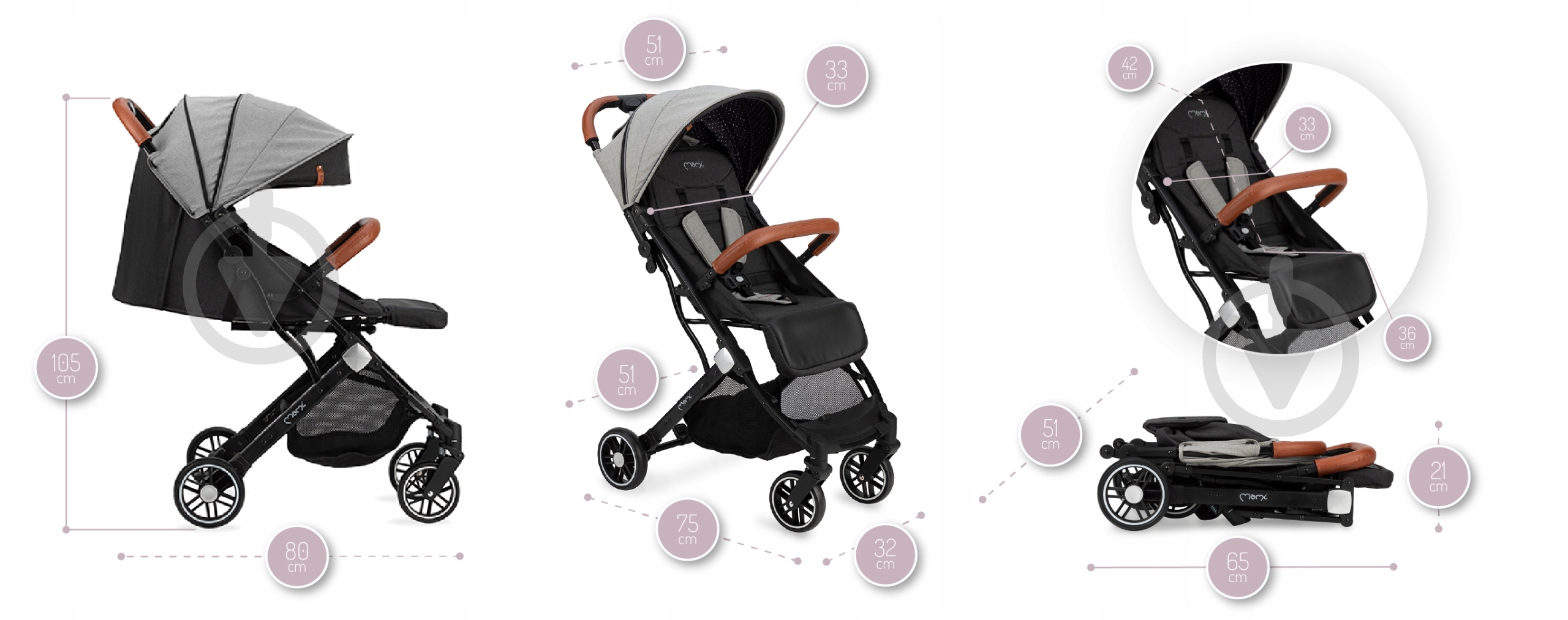 Коляска прогулочная MoMi Estelle grey - фото 6 Коляска прогулочная MoMi Estelle grey - фото 6