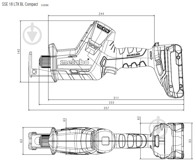 Пила сабельная Metabo SSE 18 LTX BL COMPACT 602366840 - фото 4