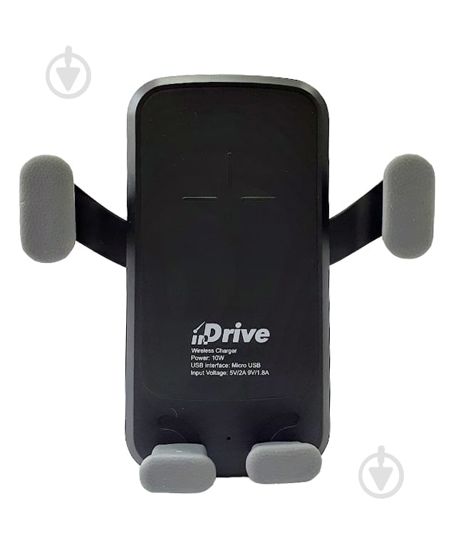 Держатель для мобильного телефона inDrive IDH-101 с зарядным устройством (9263) черный - фото 1
