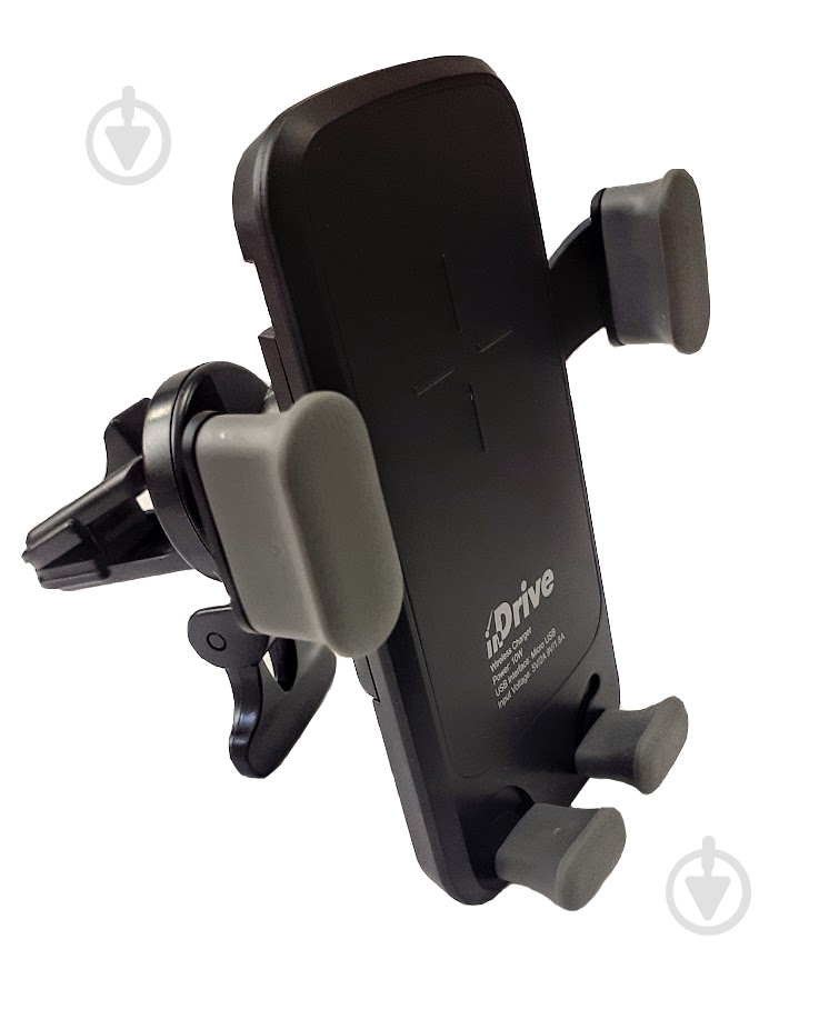 Держатель для мобильного телефона inDrive IDH-101 с зарядным устройством (9263) черный - фото 2