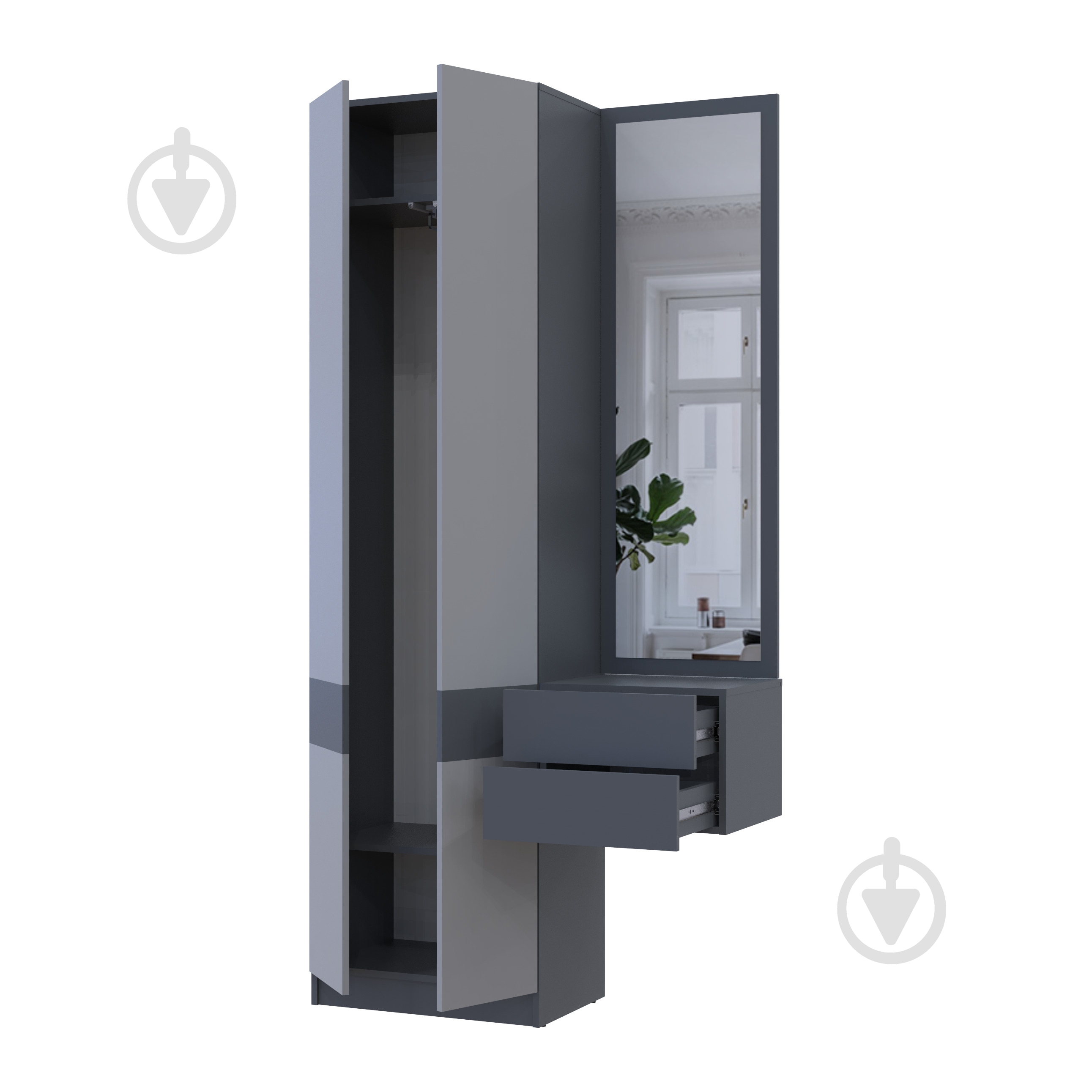 Передпокій Doros Сола 1+2 2150х1050х400 мм графіт - фото 2 Передпокій Doros Сола 1+2 2150х1050х400 мм графіт - фото 2