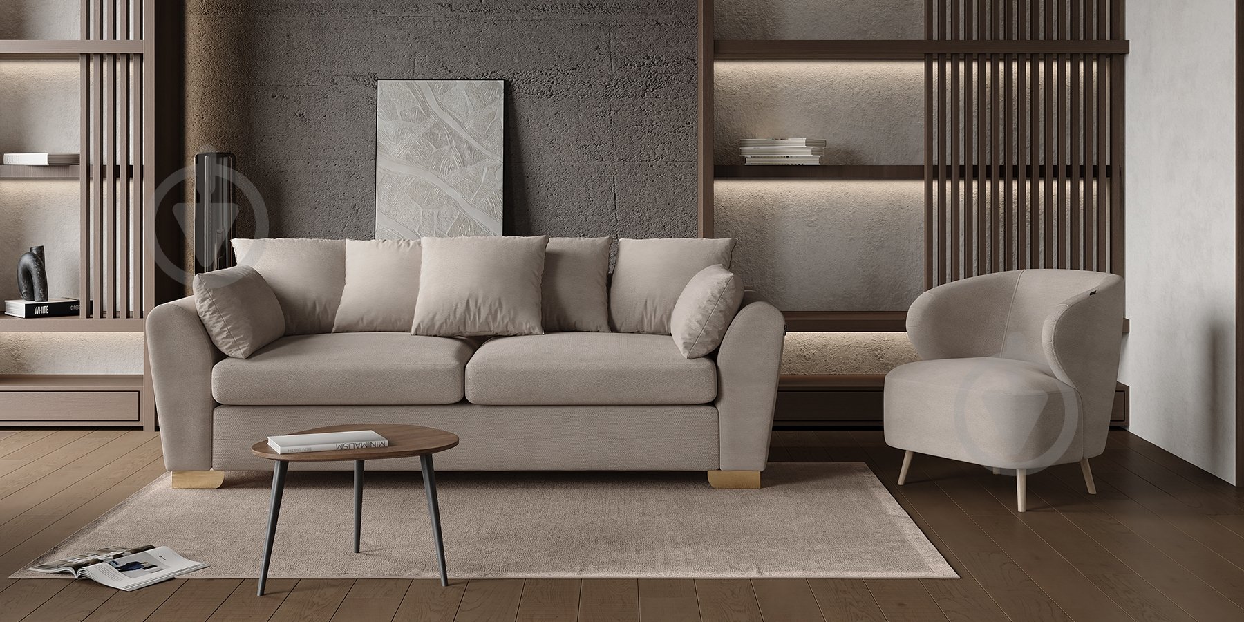 Диван нераскладной SOFALINO LEKKI бежевый 2300x960x660 мм - фото 8