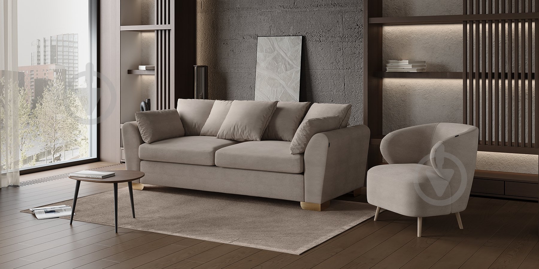 Диван нераскладной SOFALINO LEKKI бежевый 2300x960x660 мм - фото 9