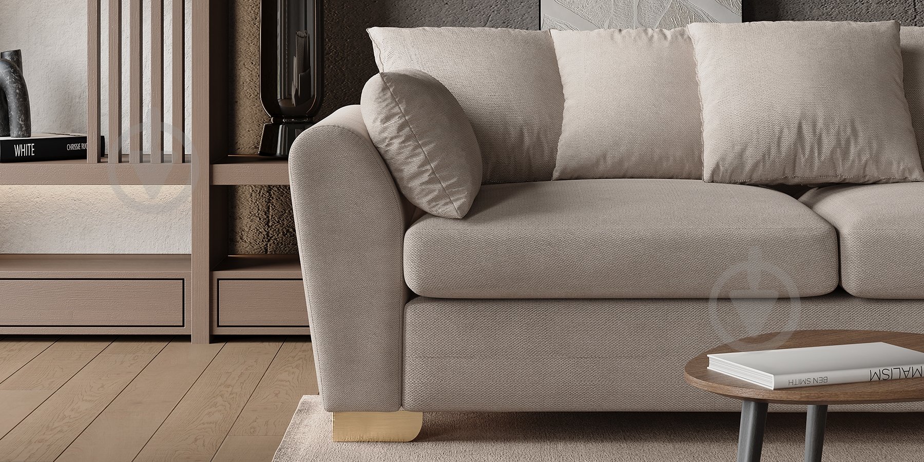 Диван нераскладной SOFALINO LEKKI бежевый 2300x960x660 мм - фото 5