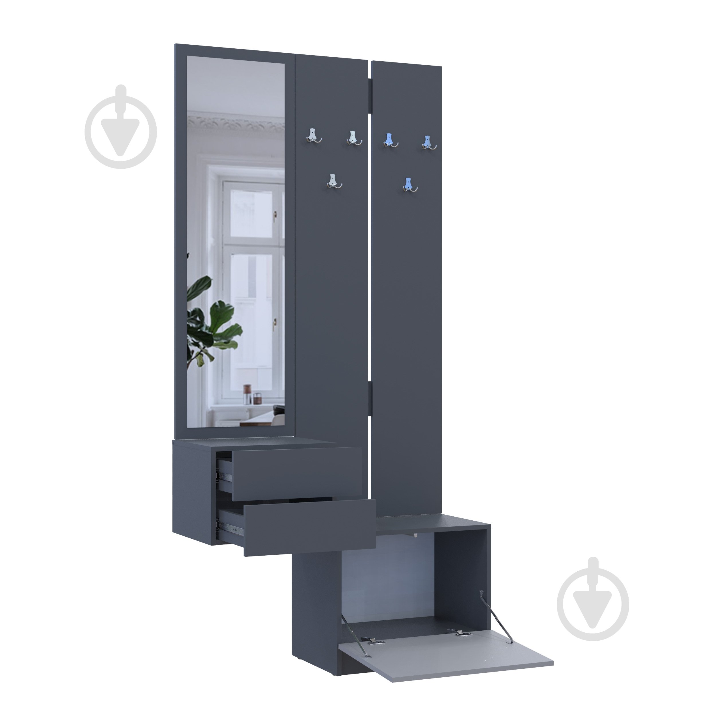 Прихожая Doros Сола 2+3 2150х1050х400 мм графит - фото 7