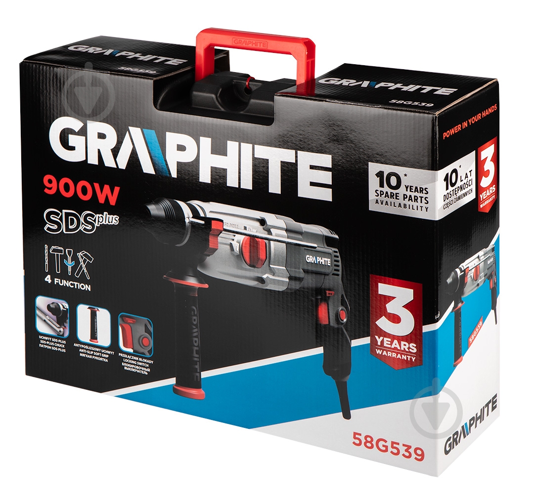 Перфоратор GRAPHITE SDS+ 900 Вт 58G539 - фото 10