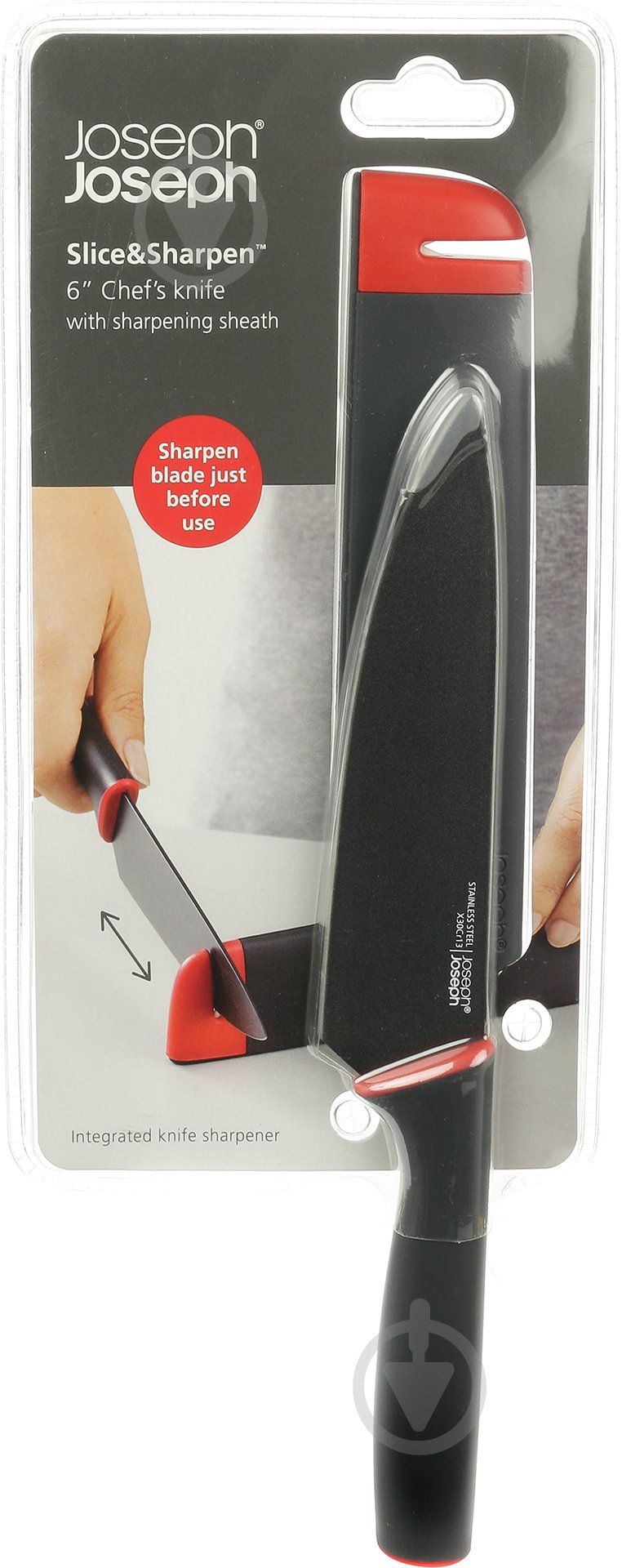 Ніж шеф-кухаря Joseph Joseph Slice&Sharpen 15 см 1000435 з вбудованою точилкою - фото 5 Ніж шеф-кухаря Joseph Joseph Slice&Sharpen 15 см 1000435 з вбудованою точилкою - фото 5