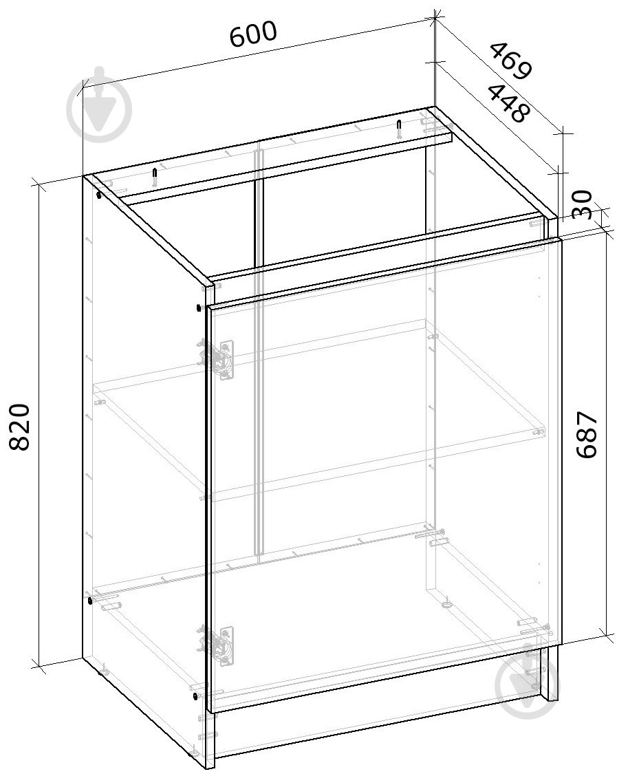 Тумба нижняя МС Снежана 60х82х46,9 см белый/дуб сонома Грейд - фото 4