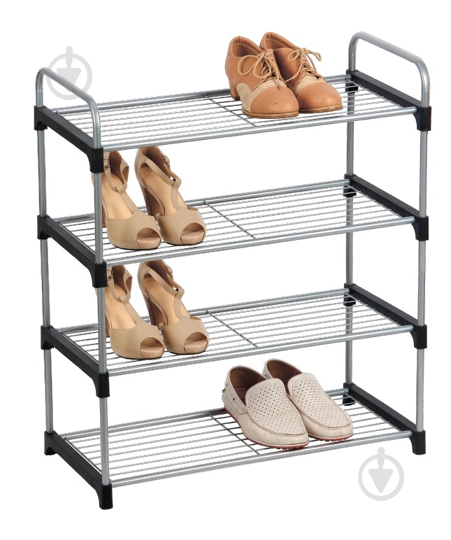 Полка для обуви Домовий 4 уровня 630x300x760 мм серый - фото 1