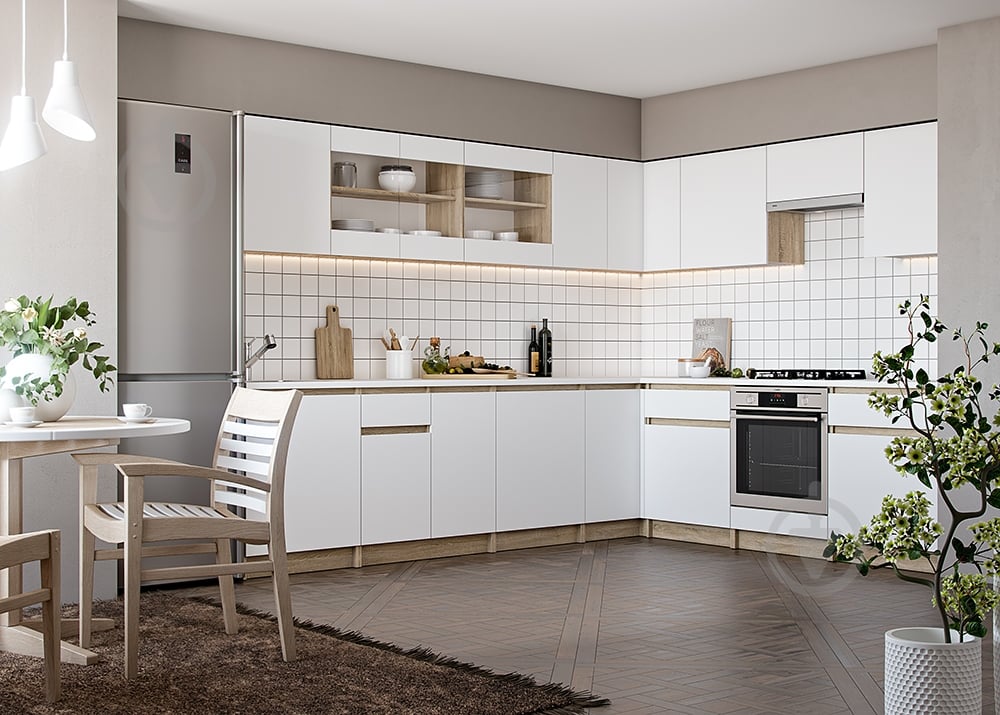 Тумба нижняя МС Снежана 80х82х46,9 см (1+1+1) белый/дуб сонома Грейд - фото 3