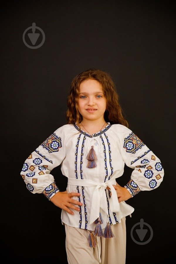 Вышиванка для девочек Galychanka Олеся р.122 белый с синим Gb-0267 - фото 2 Вышиванка для девочек Galychanka Олеся р.122 белый с синим Gb-0267 - фото 2