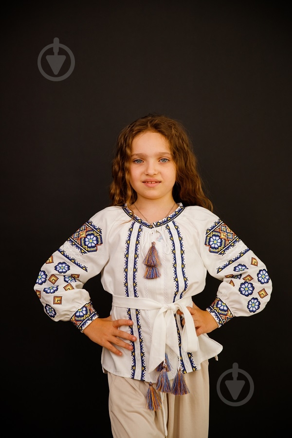 Вышиванка для девочек Galychanka Олеся р.134 белый с синим Gb-0267 - фото 2