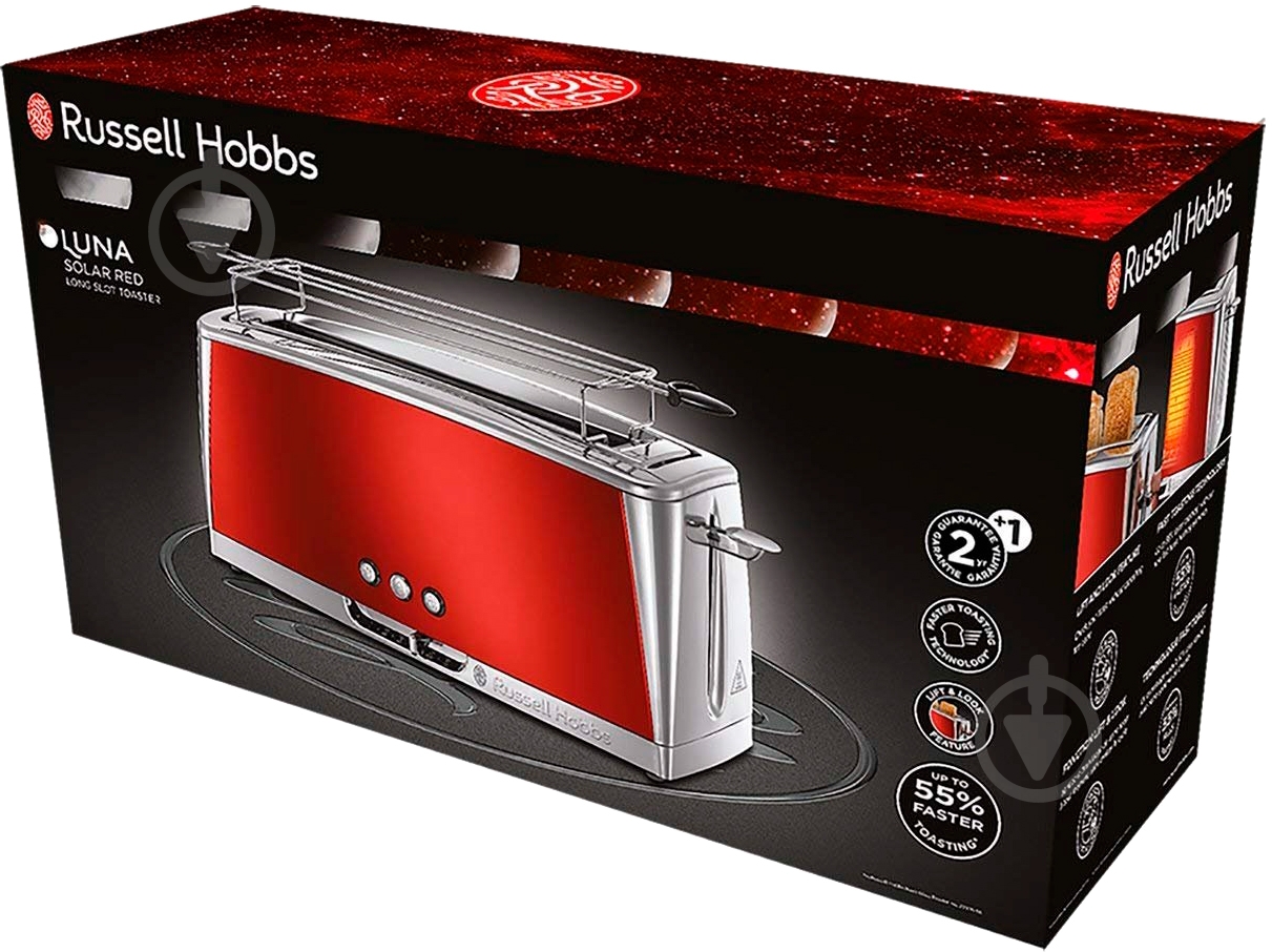 Тостер Russell Hobbs Luna Solar Red 23250-56 - фото 4 Тостер Russell Hobbs Luna Solar Red 23250-56 - фото 4