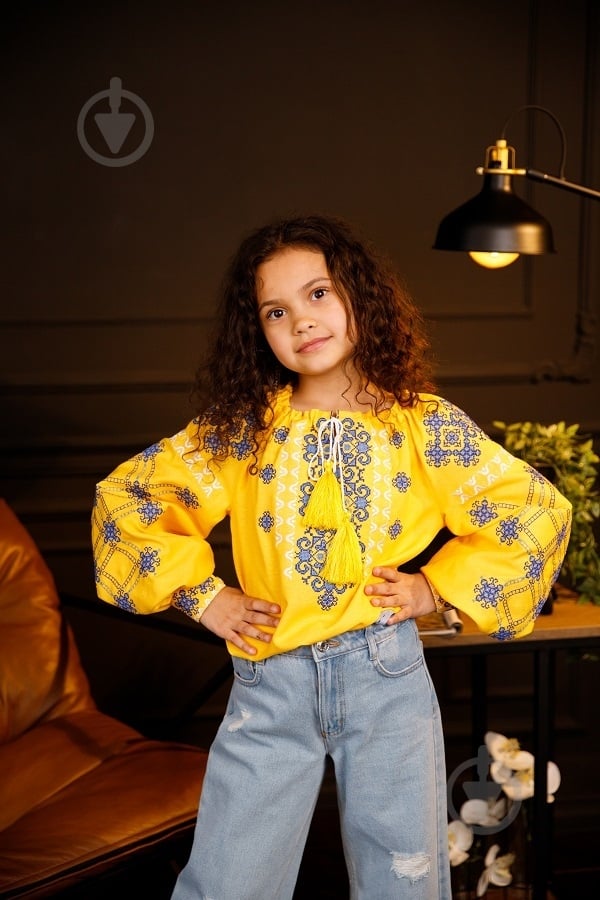Вышиванка для девочек Galychanka Ангелина р.116 желтый с синим Gb-0354 - фото 1 Вышиванка для девочек Galychanka Ангелина р.116 желтый с синим Gb-0354 - фото 1