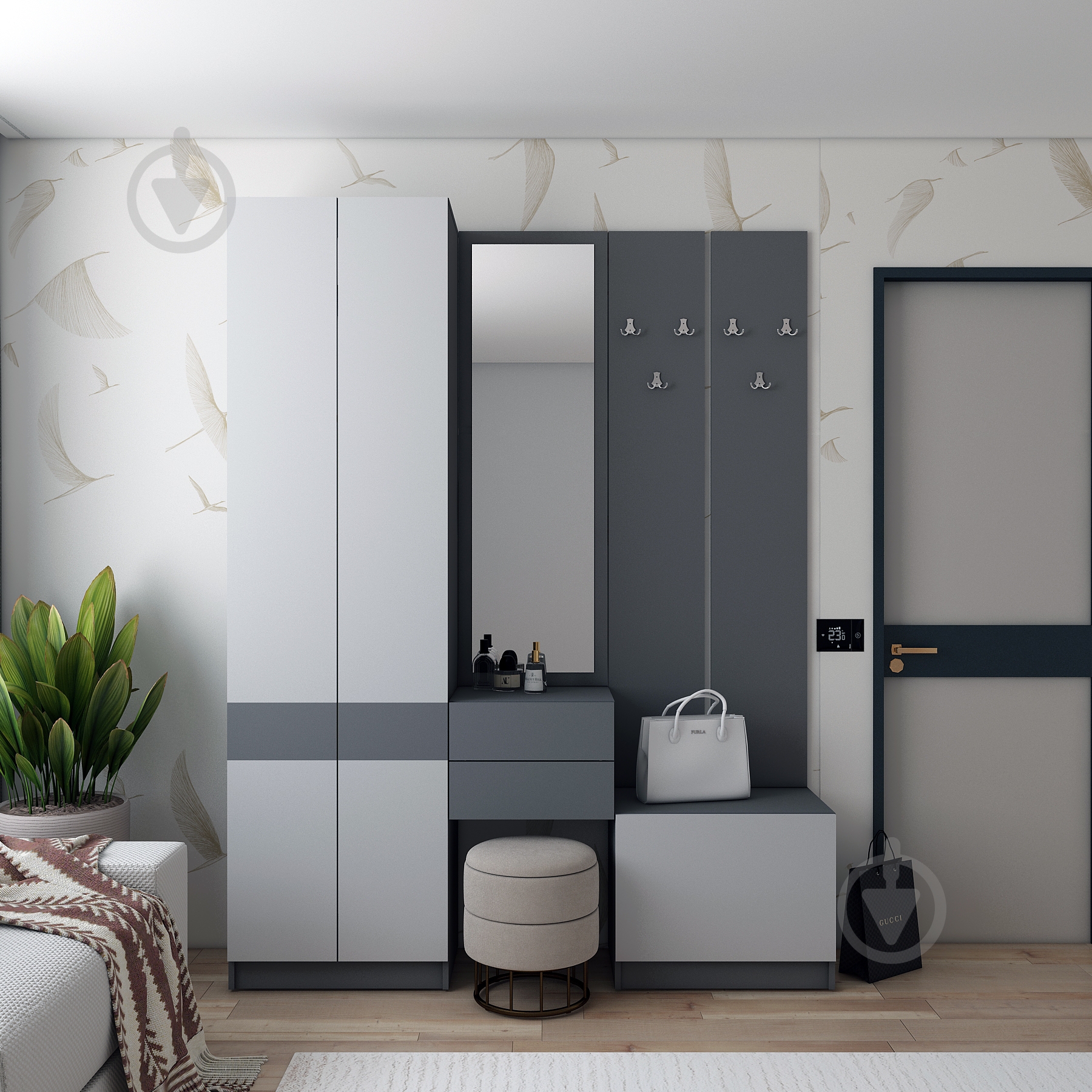 Шафа гардеробна Doros Сола 2ДСП 2150х600х400 мм графіт / графіт - фото 4 Шафа гардеробна Doros Сола 2ДСП 2150х600х400 мм графіт / графіт - фото 4