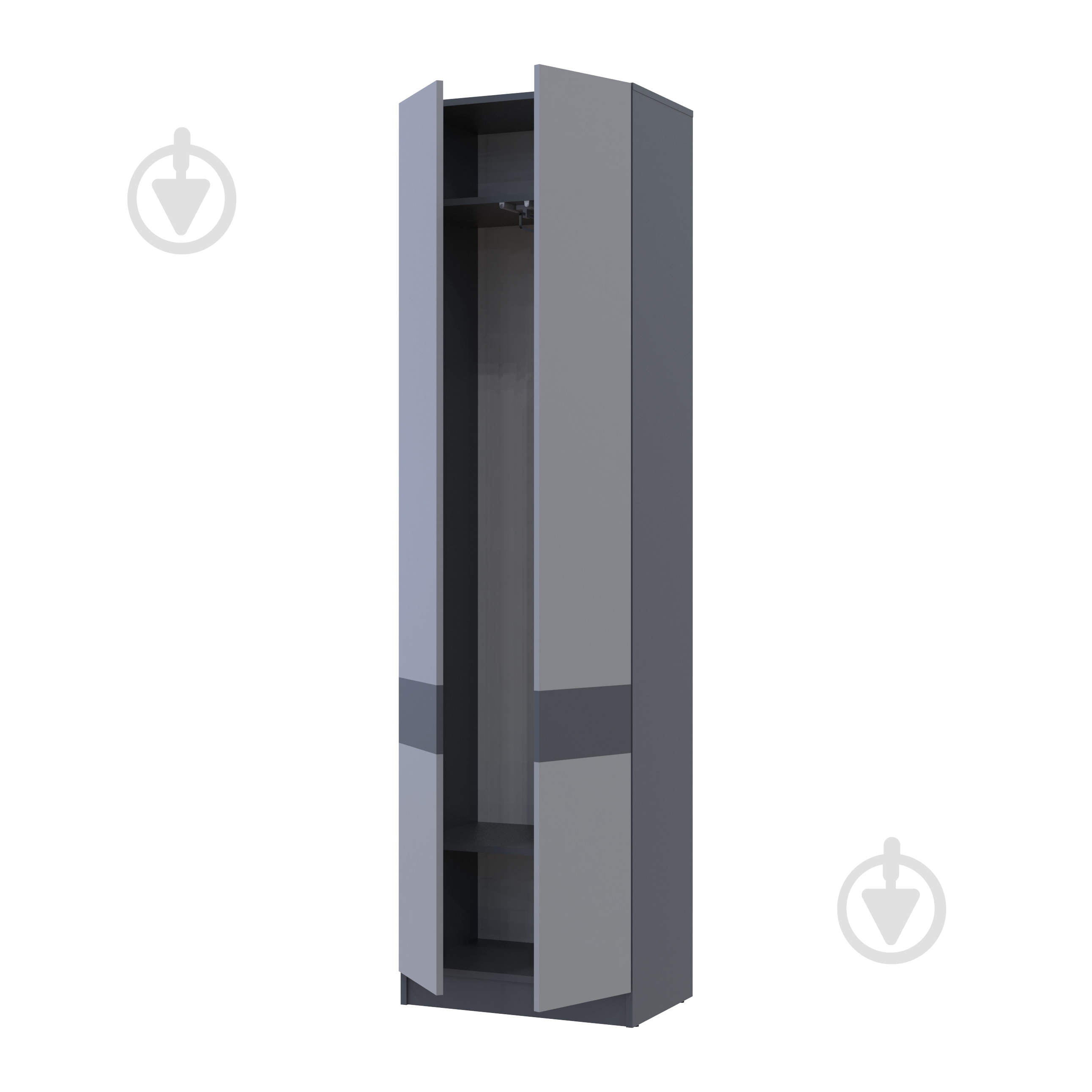 Шафа гардеробна Doros Сола 2ДСП 2150х600х400 мм графіт / графіт - фото 2 Шафа гардеробна Doros Сола 2ДСП 2150х600х400 мм графіт / графіт - фото 2