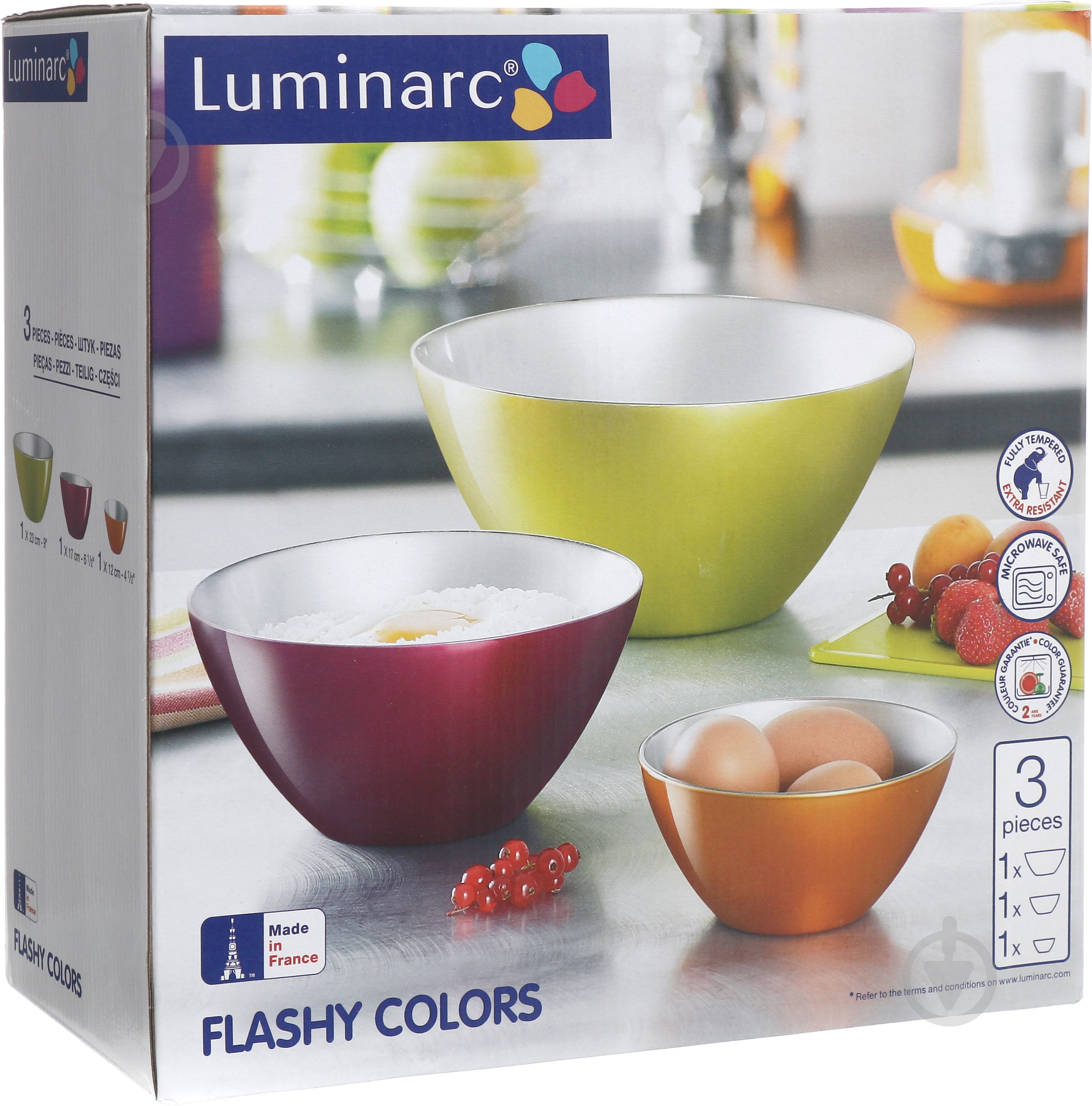 Набор салатников Luminarc Flashy Colors 3 шт. J8354 - фото 5 Набор салатников Luminarc Flashy Colors 3 шт. J8354 - фото 5