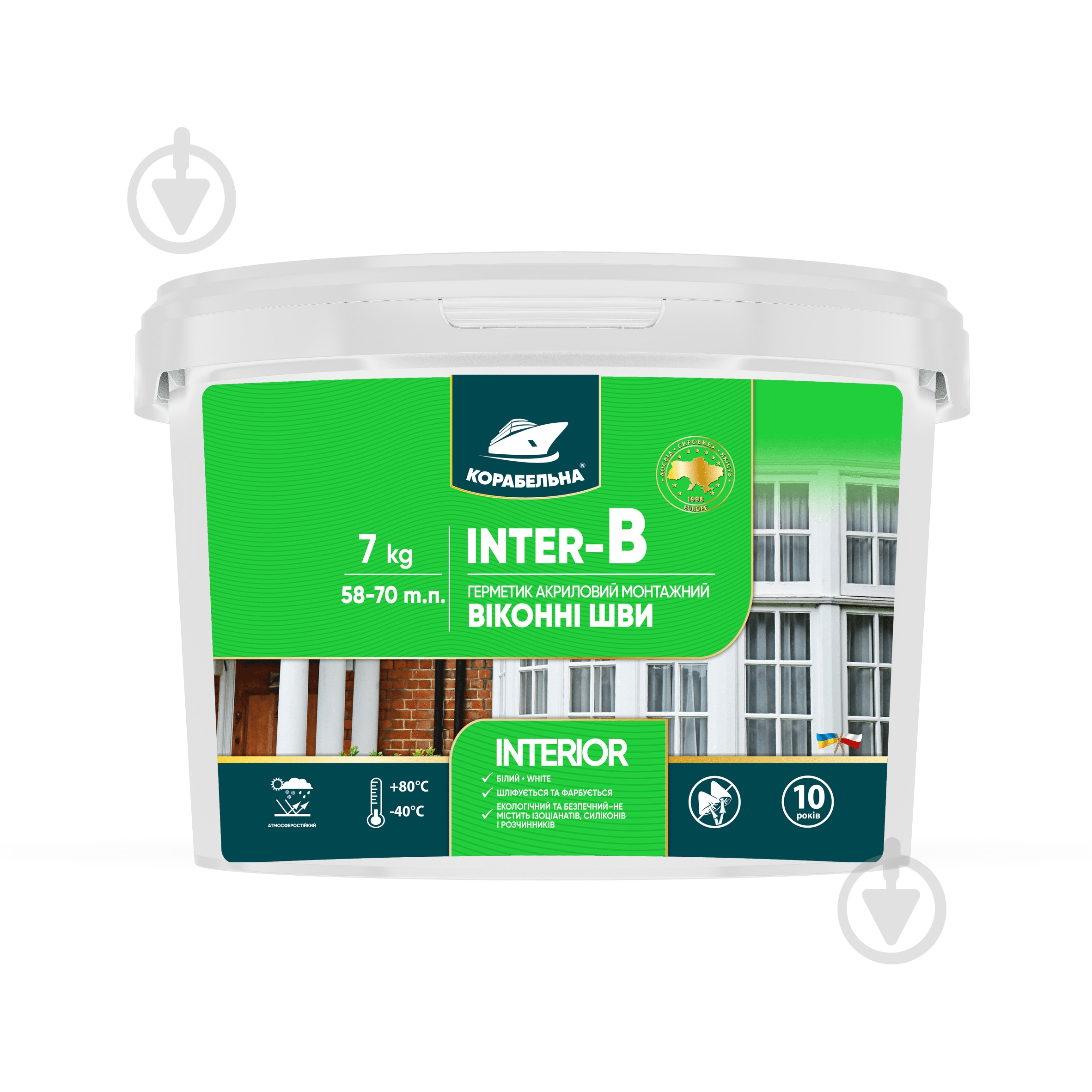Герметик акриловый КОРАБЕЛЬНА INTER-B Оконные швы белый 3 кг - фото 1