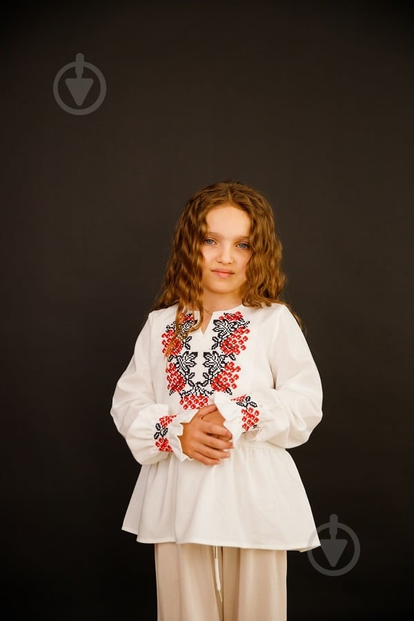 Вишиванка для дівчаток Galychanka Калинка р.140 білий із червоним Gb-0321 - фото 2 Вишиванка для дівчаток Galychanka Калинка р.140 білий із червоним Gb-0321 - фото 2