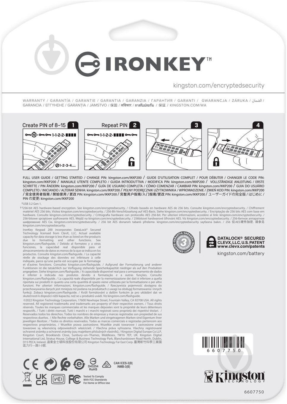 Флешпам'ять USB Kingston IronKey Keypad 200 64 ГБ USB 3.2 blue (IKKP200/64GB) - фото 7