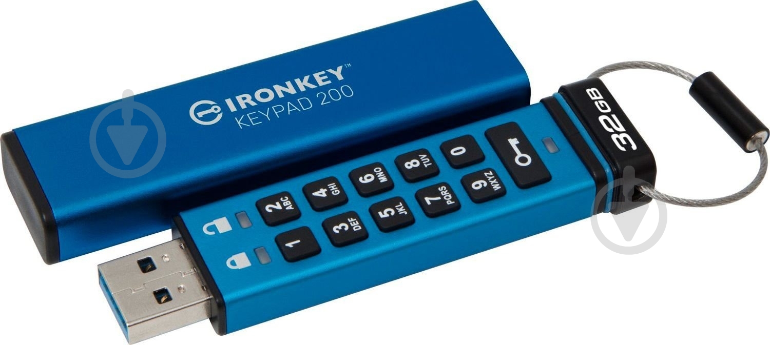 Флешпам'ять USB Kingston IronKey Keypad 200 32 ГБ USB 3.2 blue (IKKP200/32GB) - фото 1