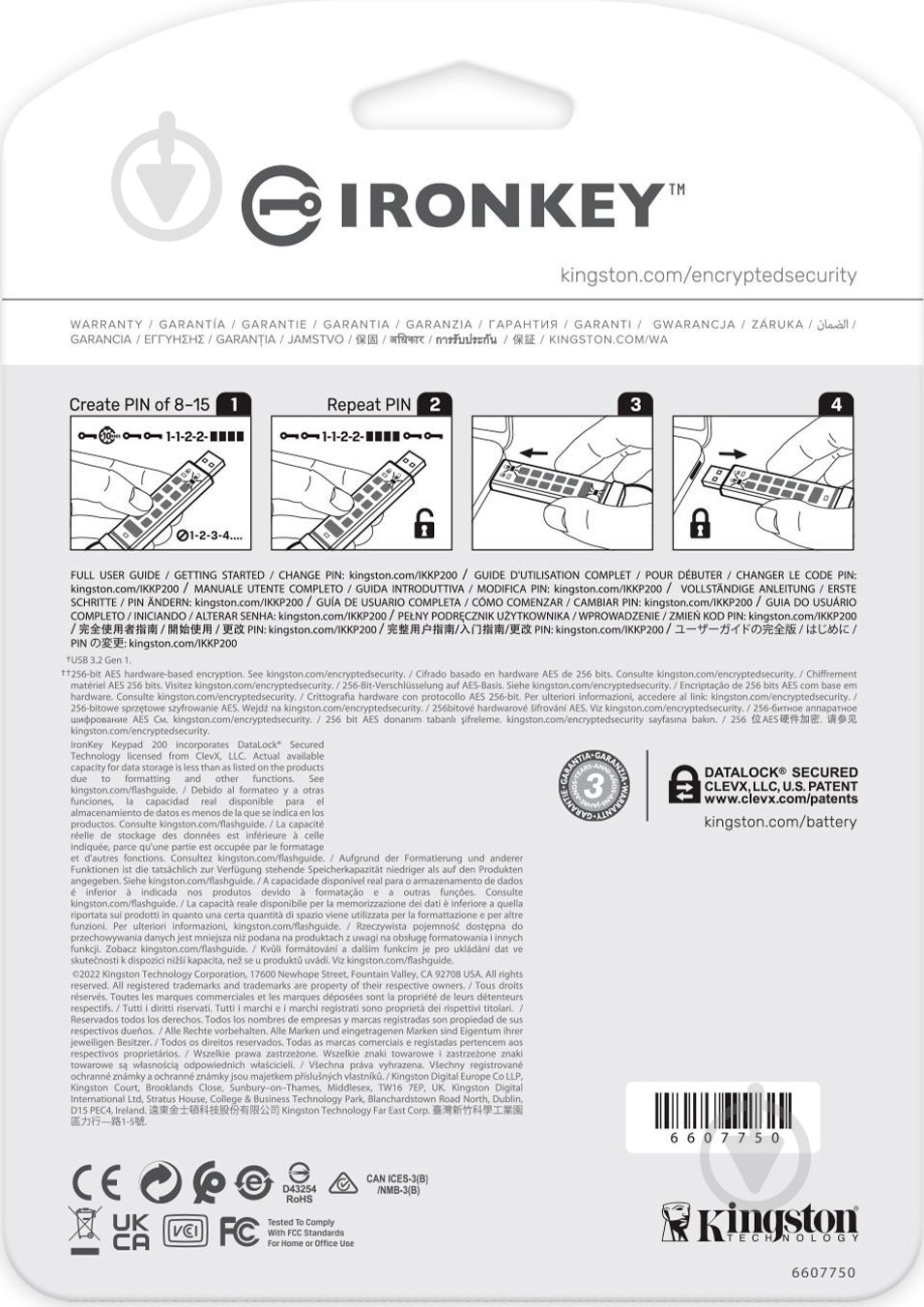 Флешпам'ять USB Kingston IronKey Keypad 200 16 ГБ USB 3.2 blue (IKKP200/16GB) - фото 7