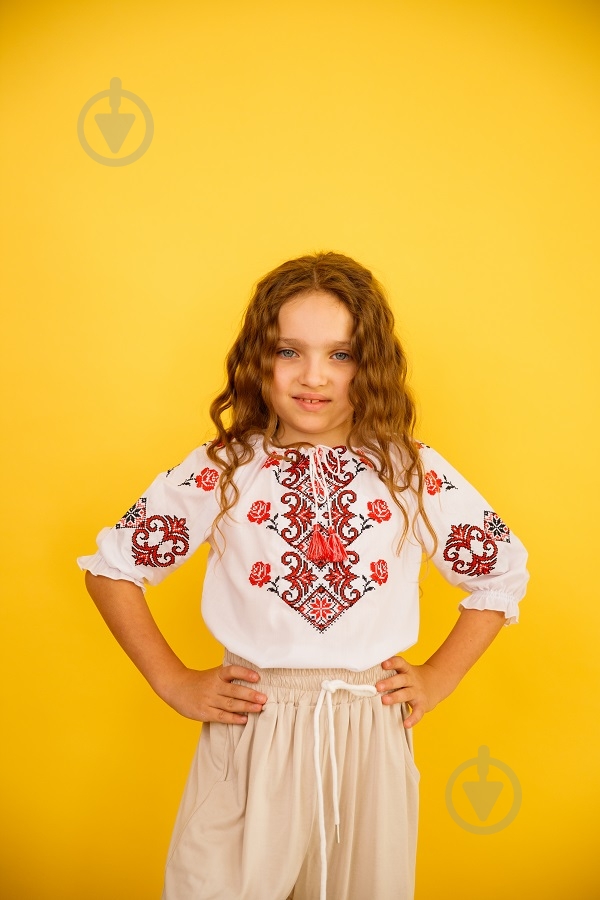 Вышиванка детская Galychanka Маричка р.152 белый с голубым Gb-103 - фото 3 Вышиванка детская Galychanka Маричка р.152 белый с голубым Gb-103 - фото 3
