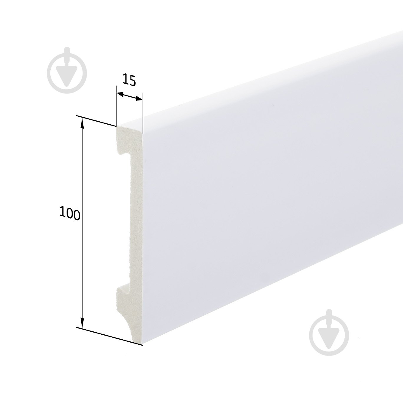 Плінтус дюрополімер King Floor JC1003-W1 білий 2000х100х15 мм - фото 1