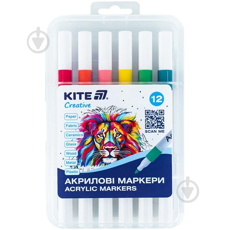 Набор маркеров акриловых KITE Creative 12 шт. K-1156 - фото 1