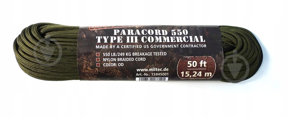 Паракорд Sturm Mil-Tec стропа парашютная, 249кг 4 мм 16 м оливковый - фото 2 Паракорд Sturm Mil-Tec стропа парашютная, 249кг 4 мм 16 м оливковый - фото 2