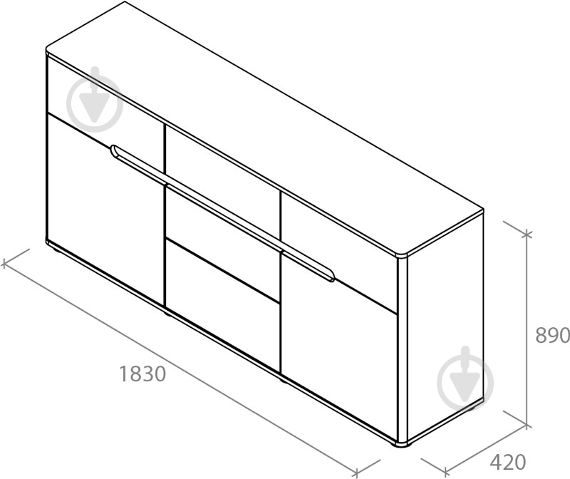 Буфет Aqua Rodos Hoffner HOFBUF2D3S 1830х890х420 мм бежевый глянец (АР0002307) - фото 4