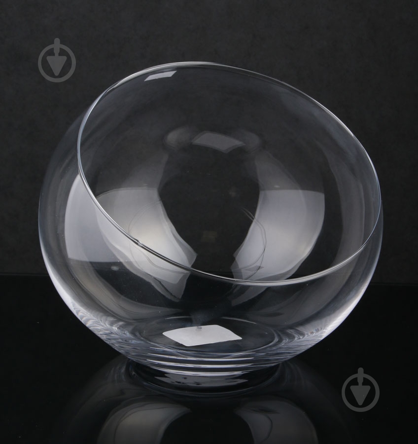 Ваза стеклянная со скошенным краем 24 см 20 см прозрачная - фото 1