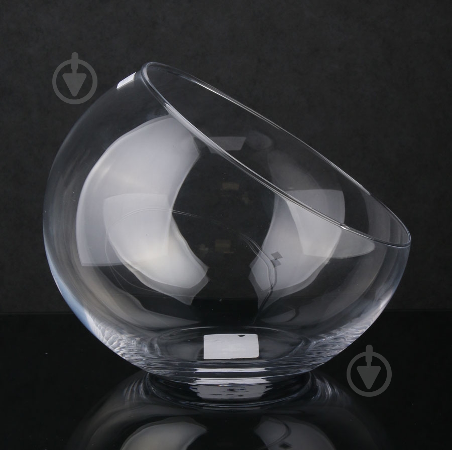 Ваза стеклянная со скошенным краем 24 см 20 см прозрачная - фото 2