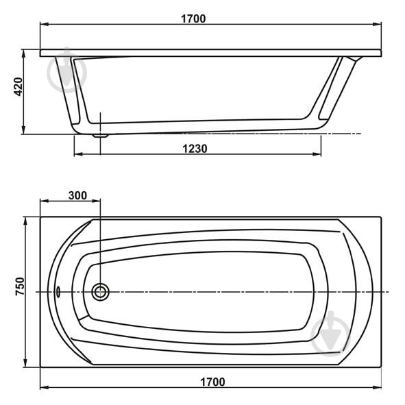 Ванна акрилова Vagnerplast Ebony 170х75 см VPBA170EBO2X-04 - фото 3